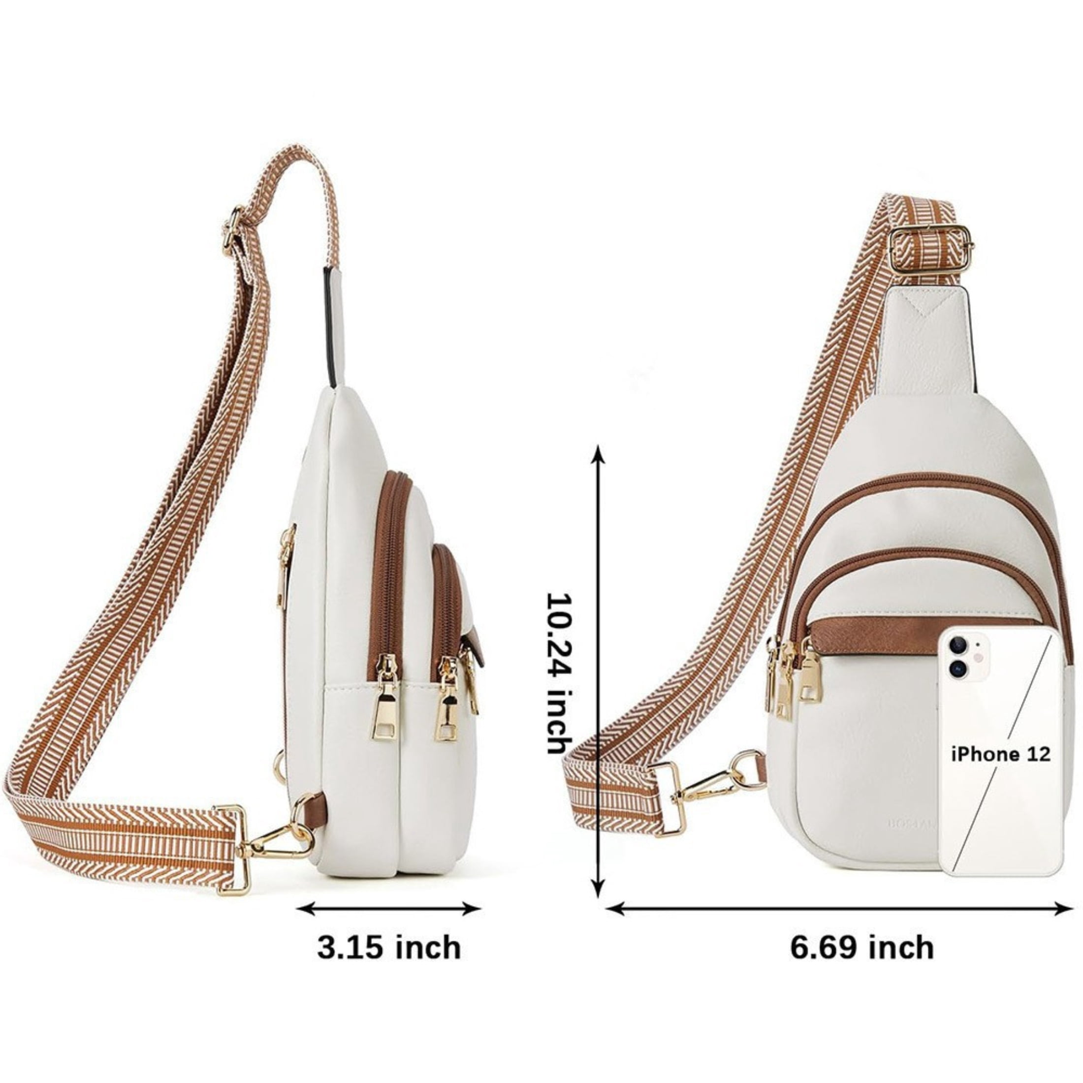 Small Sling Bag for Women Leather Crossbody Bags Fanny Pack Chest Bag for Travel