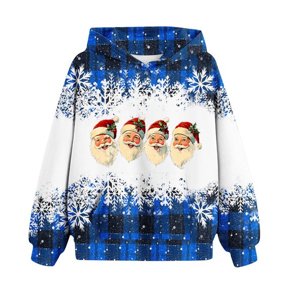 Darzheoy Unisex Kids Christmas Fleece Hoodie with Kangaroo Pocket Thanksgiving Sweatshirt for Boy Girl 2-14 Years