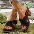 thumbnail image 6 of HomeDM Open Toe Heels for Women Platform Chunky Block Heels Slip On Comfort Dressy Slides Sandals, Black Size 5.5, 6 of 9