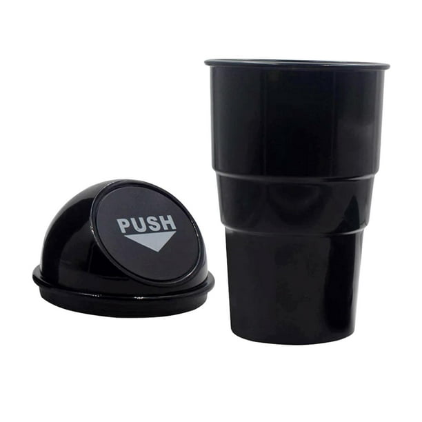 Mini bote de basura, portavasos, bote de basura, bote de basura para coche, oficina y Negro