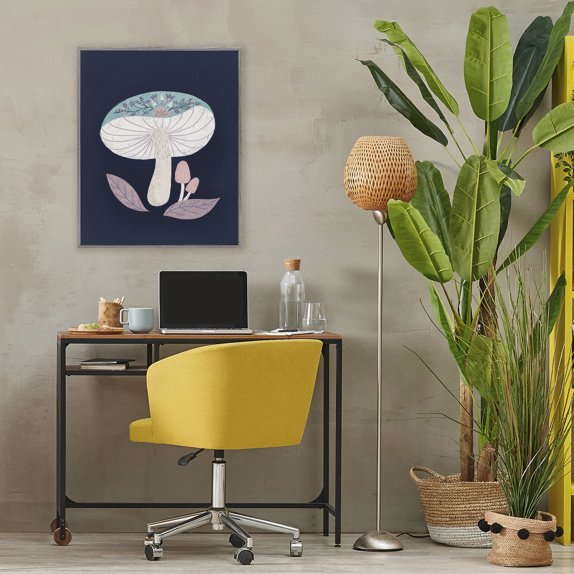 Stupell Industries Floral Cottage Mushroom Gray Framed Giclee Art, design by Metka Hiti