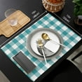 thumbnail image 6 of Easter Plaid Teal Green Indoor Placemat Set of 6, Non-Slip Placemats for Kitchen/Dining Table/BBQ/Patio/Parties, 12"x18" Washable Durable Cotton-Linen Table Mats, Farmhouse Buffalo Check, 6 of 6