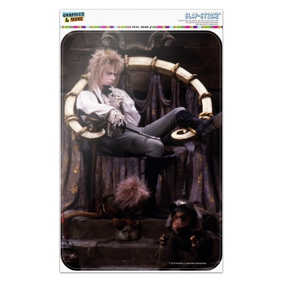 Goblin King Jareth From The Labyrinth Sitting On Throne David Bowie Home Business Office Sign - Window Sticker - 6" x 9" (15.2cm x 22.9cm)