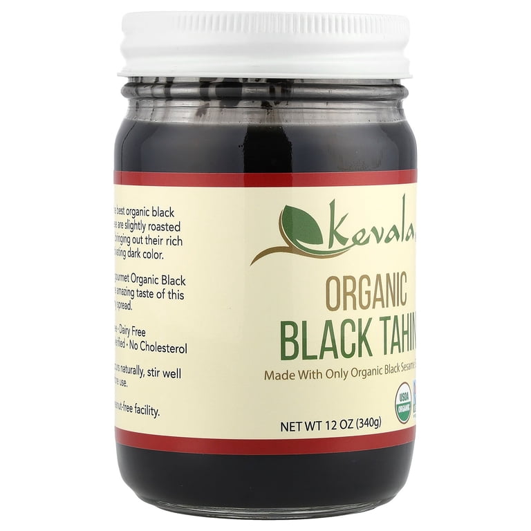 Kevala Organic Black Tahini, Smooth Vegan Sesame Paste, Creamy, 12