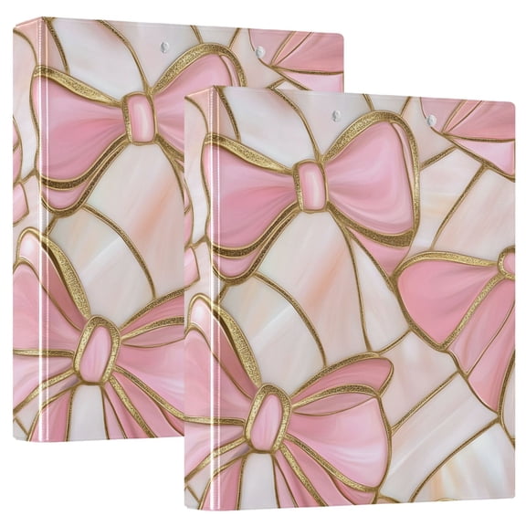 ALAZA Ethnic Bows Hardcover 3 Ring Binder 1.5" Round Rings Interior Pockets Binders Organizer 2 Pack