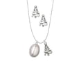 thumbnail image 2 of Delight Jewelry Silvertone Small Grey Imitation Pearl Silver tone Zig Zag Christmas Tree Charm Necklace and Stud Earrings, 2 of 4