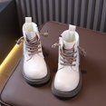 thumbnail image 5 of Cethrio Little Girls Lace Up Boots, Comfortable Fall Winter Round Toe Non-Slip Ankle Boots Beige Size 12.5 Little Kids, 5 of 8