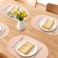 thumbnail image 2 of Oval Placemats Set of 4 Vinyl Placemats for Kitchen Dining Washable Heat Resistant Table Placemats Wipeable Table Mat Pink 17.7x11.8inch, 2 of 6