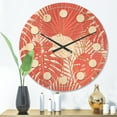 thumbnail image 2 of Designart 'Retro Tropical Foliage Coral I' Mid-Century Modern Wood Wall Clock, 2 of 5