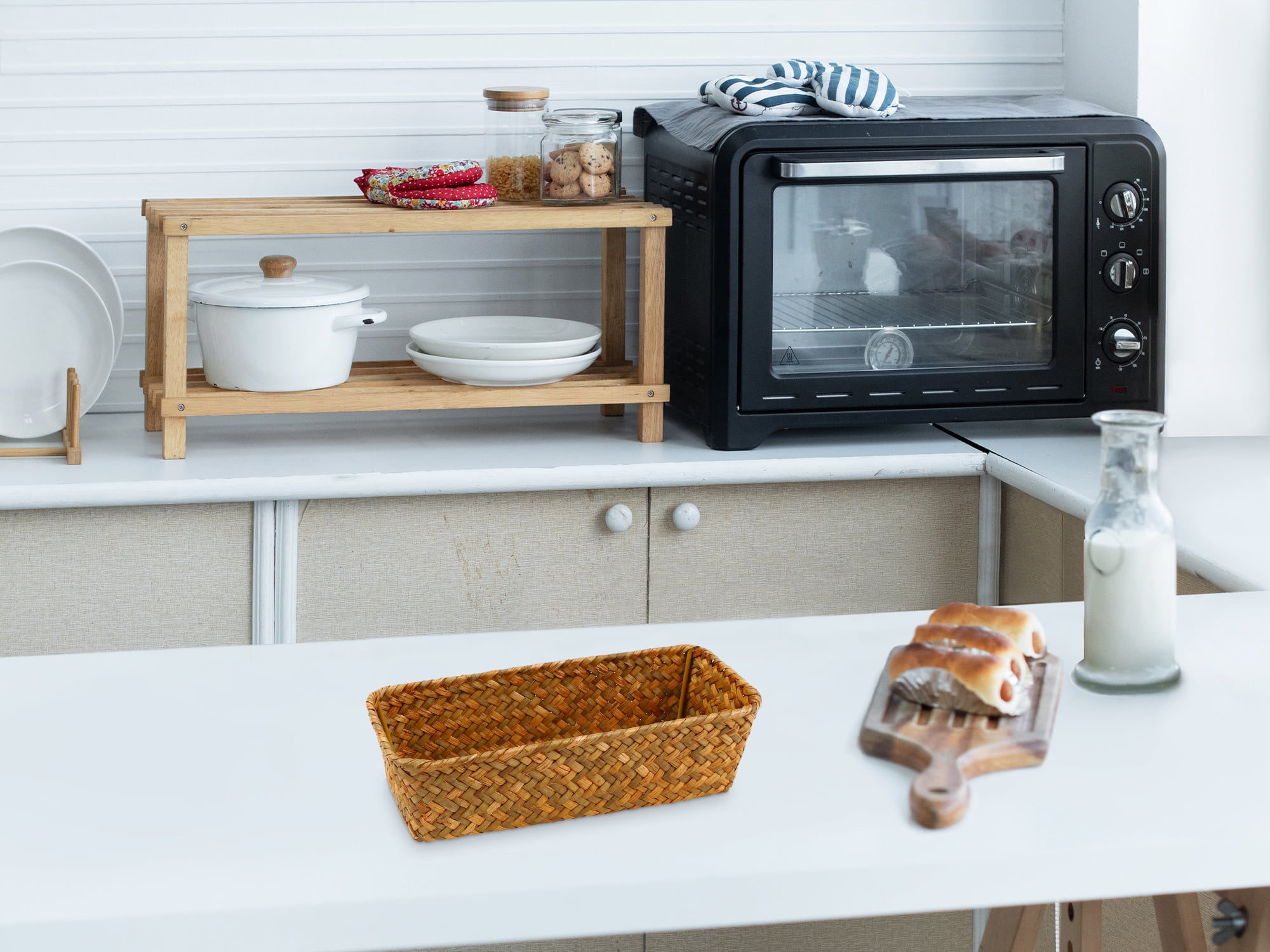 Unique Bargains 1 Pack Wicker Basket for Organizing Storage Cube Brown 9.4*3.9*2.4in
