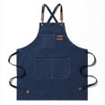 thumbnail image 2 of Soki Adjustable Bib Apron Chef Kitchen Cooking Aprons for Women Men Blue Free Size, 2 of 3