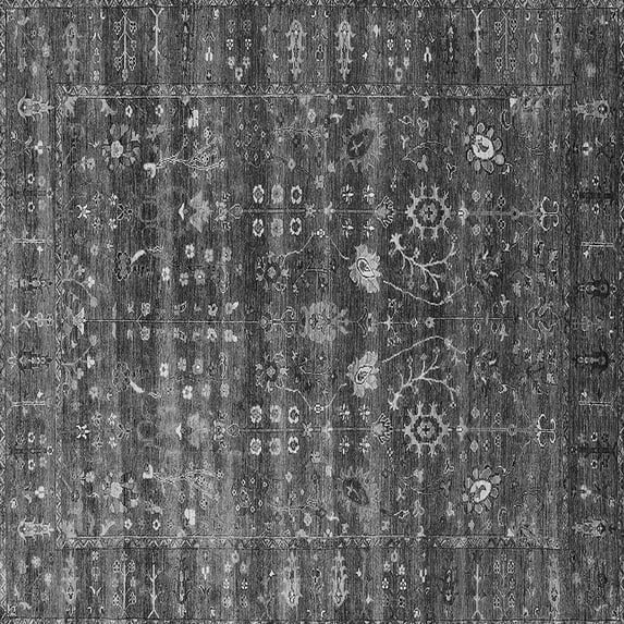 Ahgly Company Indoor Square Oriental Gray Industrial Area Rugs, 6' Square