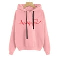 thumbnail image 2 of XINXIAOO Womens Hoodies Long Sleeve Women's Hoodies Pullover Graphic Hoodies for Women Pink Crewneck Fall Sweatshirts for Women College Wear, 2 of 3