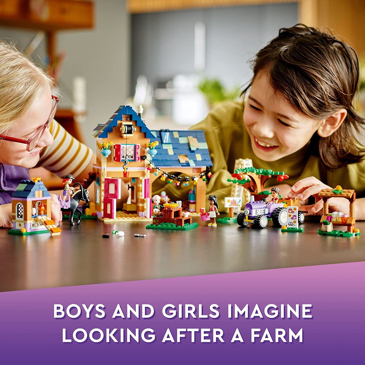 LEGO Friends Organic Farm House Set with Toy Horse, Stable, Tractor and Trailer Plus Animal Figures, for Kids, Girls and Boys Aged 7+ FrustrationFree Packaging