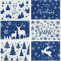 Blue Snowflakes Placemats Let it Snow Merry Christmas Placemats Set of 6 Winter Seasonal Xmas Holiday Table Mats for Party Kitchen Dining Decoration 12 x 18 Inch