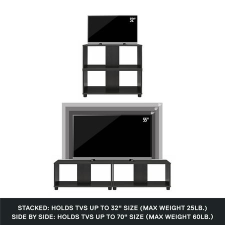 Mainstays Adjustable Side by Side or Stacking TV Stand for TVs up to 70 inches, Black Oak - missing parts