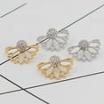thumbnail image 3 of 2 Pairs Unisex Hollow Flower Pattern Shiny Rhinestone Alloy Earring Modern Girls Ear Studs Set, 3 of 9