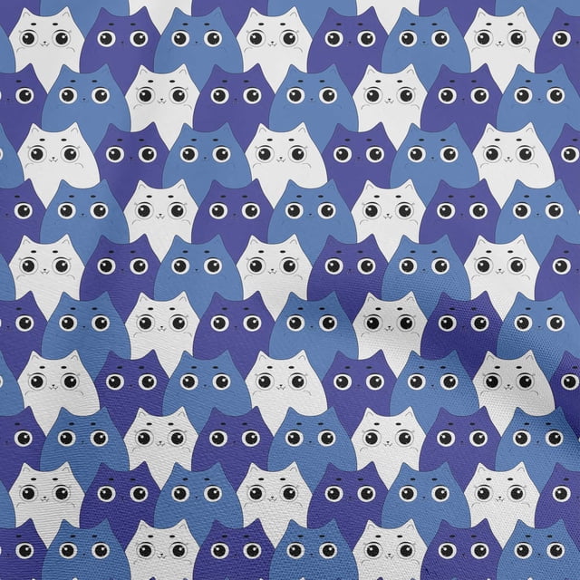 oneOone Rayon Royal Blue Fabric Kawai Sewing Craft Projects Fabric Prints By Yard 56 Inch Wide-RX