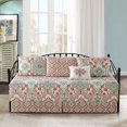 thumbnail image 2 of Bilot 6 Piece Quilted Microfiber Daybed Bedding Cover Set, Soft Lightweight Cozy All Season Coverlet Set with Bedskirt, Matching Shams, Decorative Pillow, 75" x 39", Bennington Damask Coral, 2 of 4