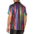 thumbnail image 3 of INSPIRE CHIC Shiny Metallic Shirts for Men's Short Sleeves Button Down Party Disco Shirts S Rainbow, 3 of 5