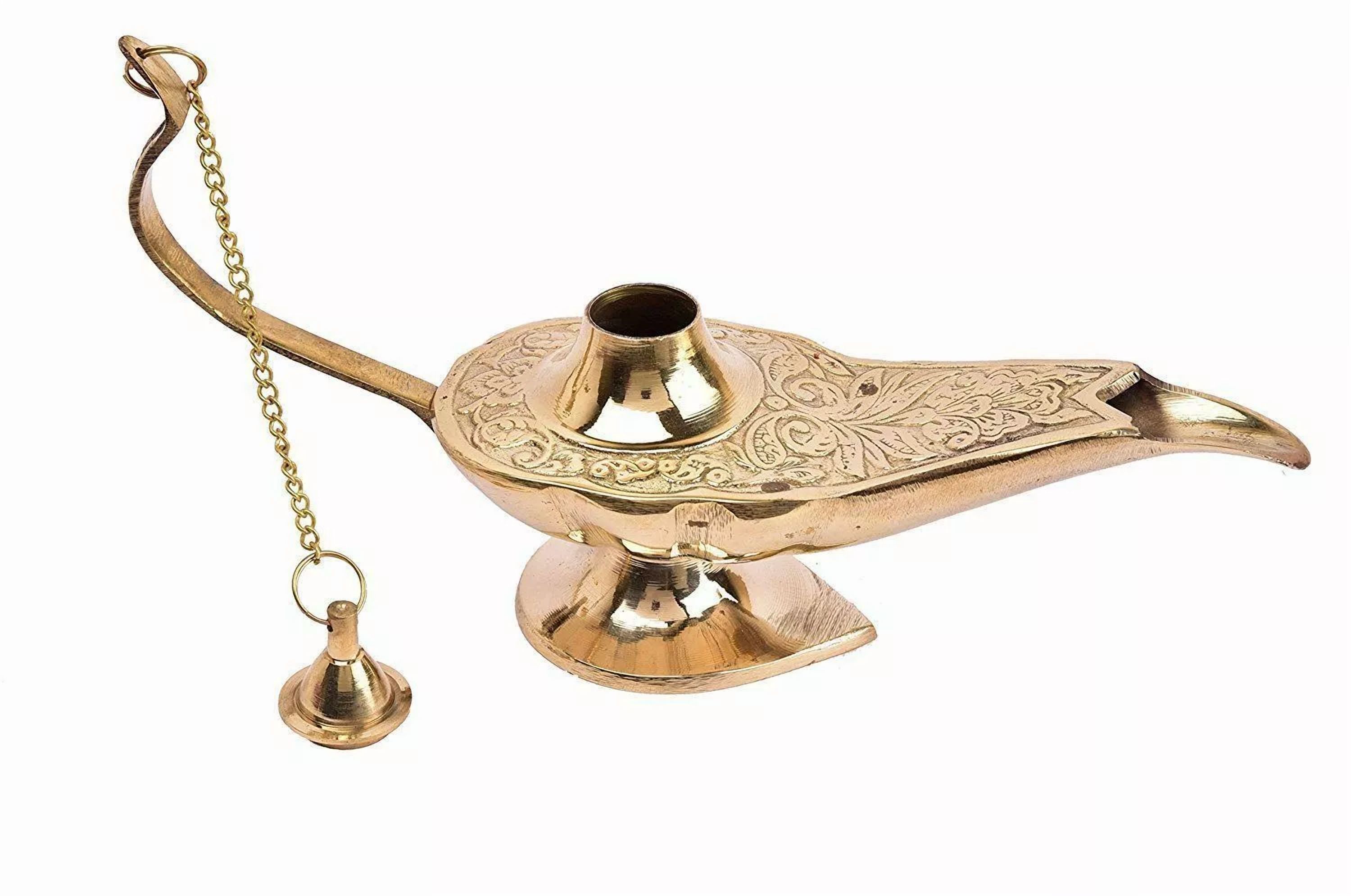 Lovely 5.5'' Decorative Brass Handmade Aladin Genie Oil Lamp Home Décor Collectible Souvenir -Xmas Gift