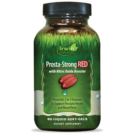 Irwin Naturals Prosta-Strong RED with Nitric Oxide Boosters - Prostate Health Support - Saw Palmetto, Lycopene, Pumpkin Seed & More - 80 Liquid Softgels