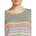 thumbnail image 2 of Debut Women's Plus Size Rainbow Striped Sweater with Puff Sleeves, 2 of 5