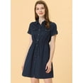 thumbnail image 3 of DARING DIVA Casual Button Front Summer Short Sleeve Dresses M Dark Blue, 3 of 6