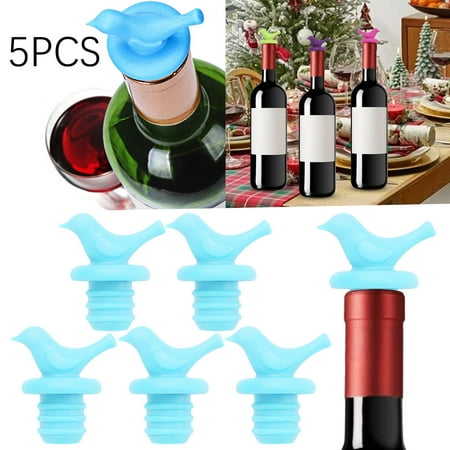 

Joshiy5PCS Bird Silicone Bottle Cap Wine Bottle Stopper Red Wine Stopper Beer Seasoning Bottle Stopper