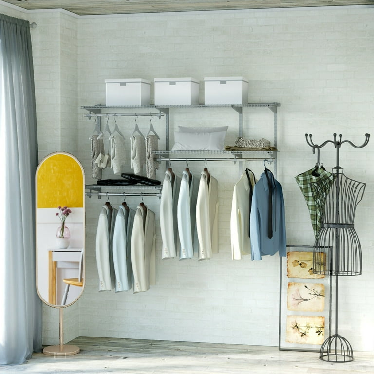 Free Shipping Gymax 3 to 5 FT Wall mounted Closet Systems with Hang Rod Gray Walmart