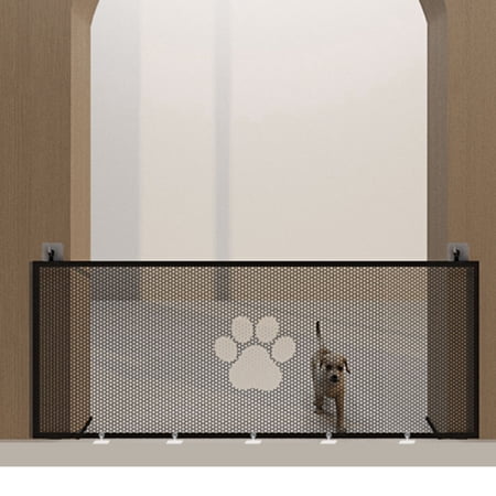 Pet Gate No-Drill Install PVC Mesh Anti-Climb Barrier Door and Stairway Fence Home Use Pet Containment for Cats and Dogs Black