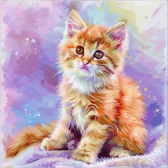 Watercolor Cute Cat DIY 11CT Stamped Cross Stitch Kits for Beginners Easy Needlepoint Embroidery Counted Cross Stitch Art Craft for Wall Decoration 14x14inch(3)