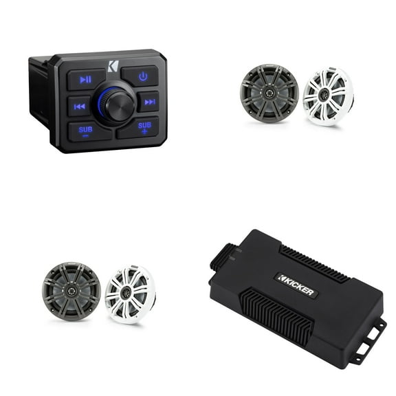 Kicker Power Sports Bundle, 51KBTR Bluetooth Source, 48PXA4004 Amp & (2) 45KM654 Speakers