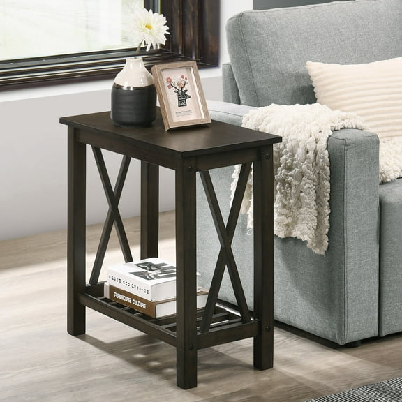 Furniture of America Bray 1-Shelf Side Table, Dark Gray
