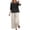 Black, variant on Floral Embroidered Cotton Linen Set for Women, V-Neck 3/4 Sleeve Blouse with Drawstring Wide Leg Pants - Boho Summer Casual Co-ord Outfit Light Blue XL