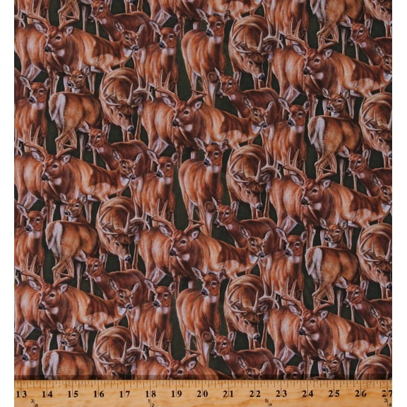 Cotton Stoney Brook Packed Deer Does Woodland Animals Brown Cotton Fabric Print by the Yard (49486-2160715P)