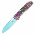 thumbnail image 2 of Tenable Shard Folding Pocket Knife with Clip, 3.47'' Blue Coated 14C28N Blade,Secure Crossbar Lock,Jade G10 with Purple Motif Handle,T1006V9, 2 of 9