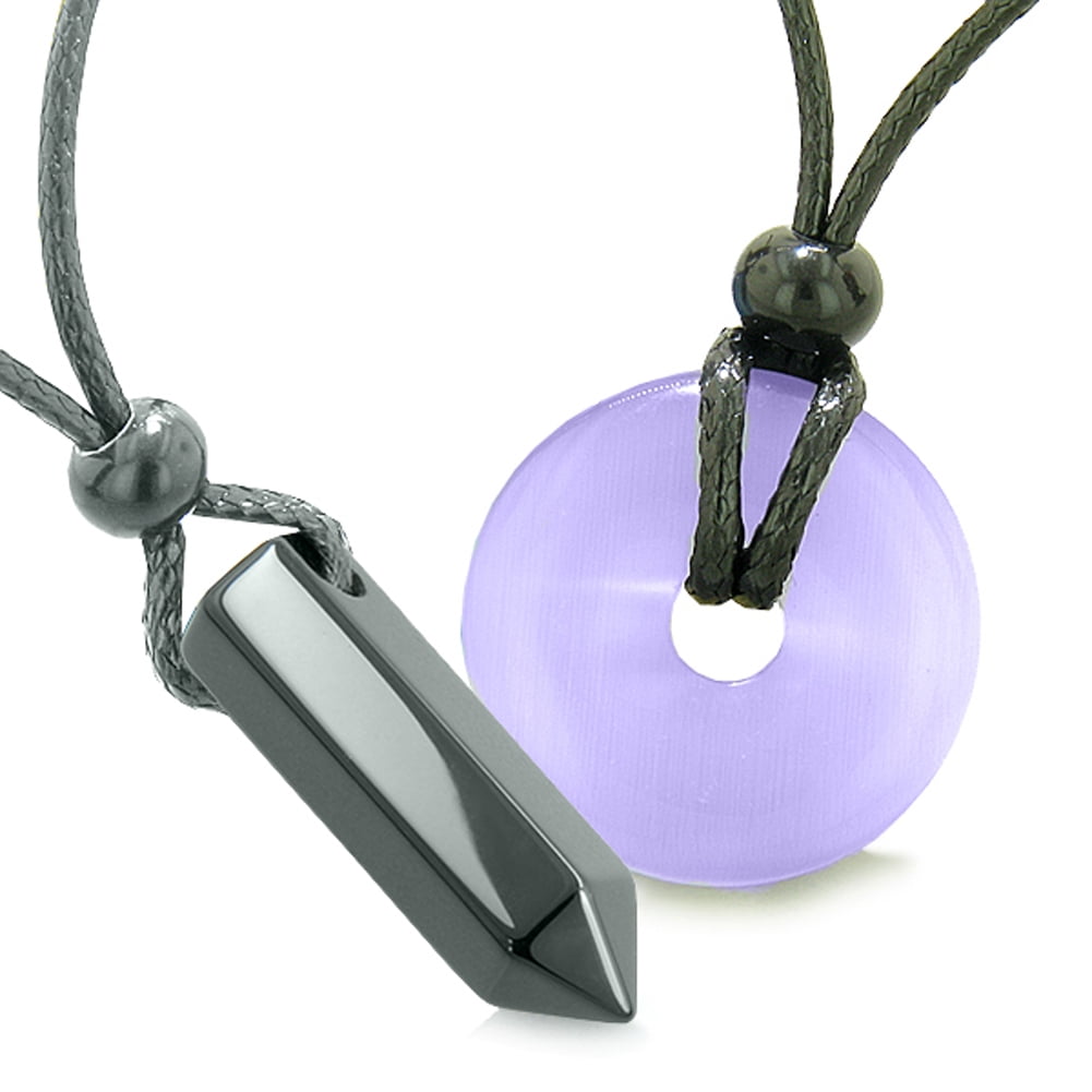 Large Coin Donut Star Amulet Love Couple Best Friends Sky Blue Neon Green Simulated Cats Eye Necklaces
