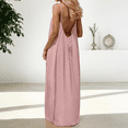 thumbnail image 4 of Backless Lounge Dress for Women Casual Linen Low Back House Dresses Sleeveless Backless Cami Dress, 4 of 4