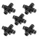 thumbnail image 1 of Conectores de aire de empuje únicos Bargains 1/4" Conector rápido de línea de aire en cruz de plástico 5 piezas tono negro plateado, 1 of 1
