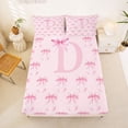 thumbnail image 5 of Erosebridal Pink Letter D Personalized Initial Bed Sheets For Girls,Dreamy Princess Bow Tie King Sheets 4pcs, 5 of 6