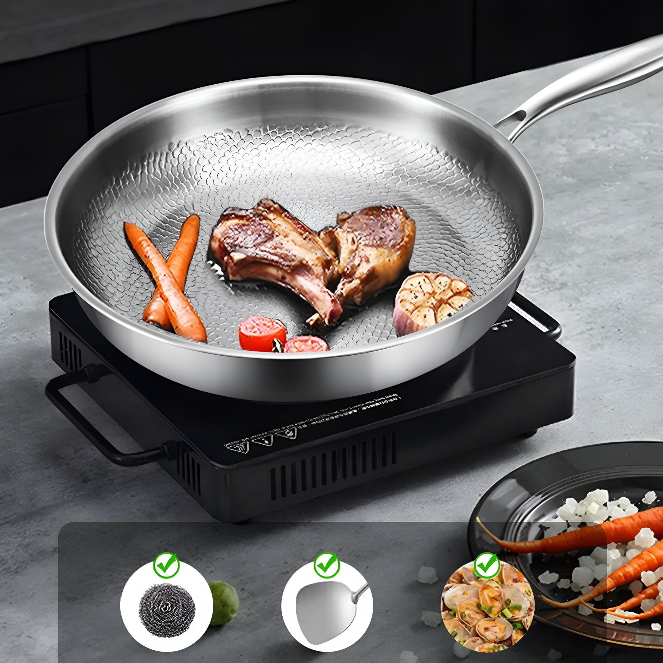 ACDANC 2026 New Titanium Nutri Pan with Lid,Multifunctional Pots and Pans Set,Scratch-Resistant Non Stick Titanium Frying Pans for Cooking Non Stick Pot(11.02In/28Cm)