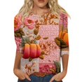 thumbnail image 2 of Halloween Shirts for Women Plus Size Funny 3/4 Sleeve T Shirts Horror Pumpkin Printed Tops Spooky Crew Neck Pullover Holiday Three Quarter Length Blouses, 5XL, 2 of 7