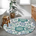 thumbnail image 4 of Round Rugs 4 Ft, Teal Paisley Pattern Non Slip Area Rugs for Kitchen Bedroom Entryway, Boho Ethnic Floral Traditional Washable Carpet Runner Rug Floor Mats for Bedroom Home Decor, 4 of 9
