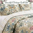thumbnail image 2 of Cozy Line Home Fashions Luxury Classic Floral Bohemian Style 3-Piece 100% Cotton Reversible Quilt Set, King Set, 2 of 7