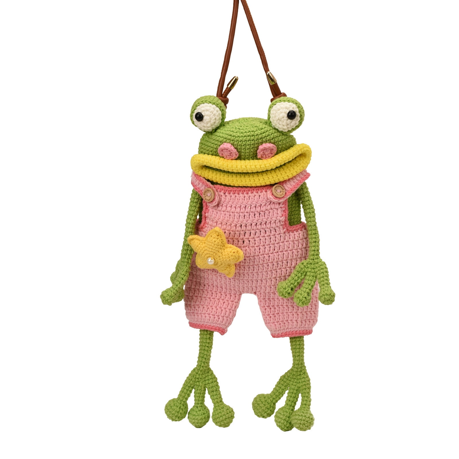 Handmade Crochet Big Mouth Crossbody Bag, Cute Phone Pouch and Shoulder Bag, Trendy Yarn Craft Purse for Women, for Everyday Casual Outfit and Fashion