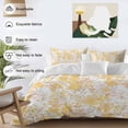 thumbnail image 3 of 3 Piece Yellow Flowers Duvet Cover Set Queen Size, Microfiber Comforter/Quilt Cover with Corner Ties and 2 Pillowcases, Watercolor Summer Botanical Floral All Season Soft Bedding with Zipper Closure, 3 of 8