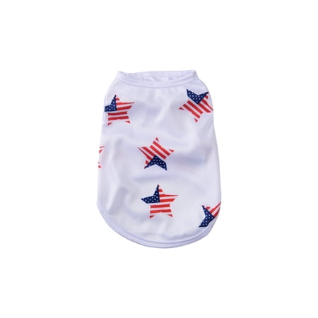 Independence Day Dog Vest 4th of July Patriotic Pet Clothes Summer Breathable Puppy Shirt American Flag Print Lightweight Cat Apparel Soft Cotton Vest Outfit