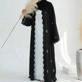 thumbnail image 1 of Abaya musulmana suelta con ondas y abertura frontal para mujer (Negro XXL), 1 of 9