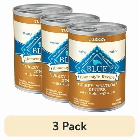 (3 pack) Blue Buffalo Turkey Meatloaf Dinner with Garden Vegetables Wet Dog Food